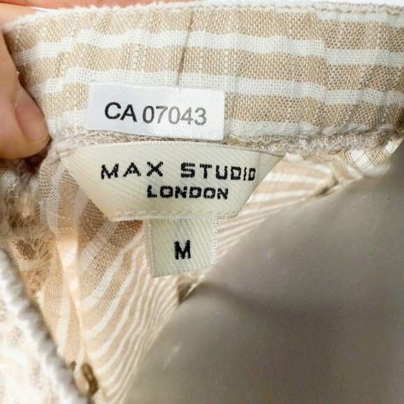 MAX STUDIOβ Yarn Dyed Button Front Striped Beige Off White Maxi Skirt Boho M - Picture 9 of 11